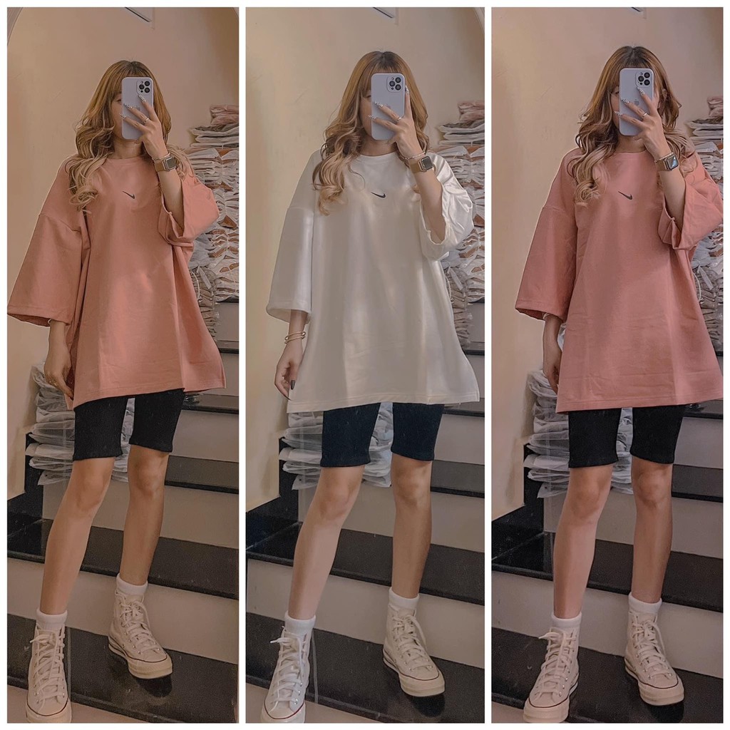 [RẺ VÔ ĐỊCH] Sét Bộ Áo Thun Tay Lỡ Nie Tích nhỏ Xẻ Mix Quần Legging Đùi Siêu Hot